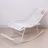 Leichter Klappstuhl Schaukelstuhl Rattan Stuhl Liege Schaukelstuhl Sessel Älterer Stuhl Balkon Freizeitstuhl Siesta Stuhl (Farbe: Schwarz) (Farbe: Weiß)