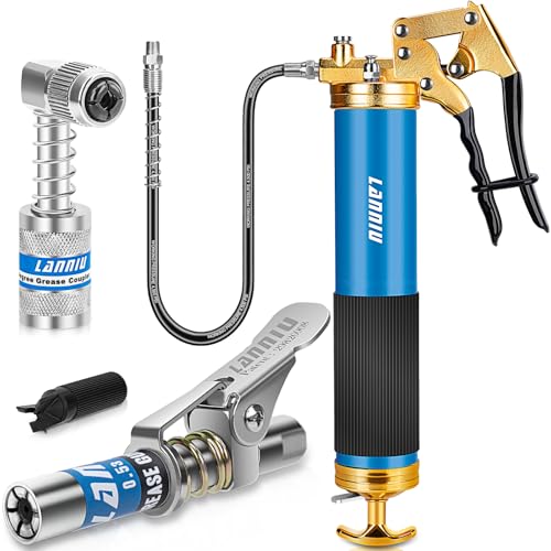 LANNIU Grease Gun Kit, 8000 PSI Heavy Duty Pistol Grip Grease Gun...