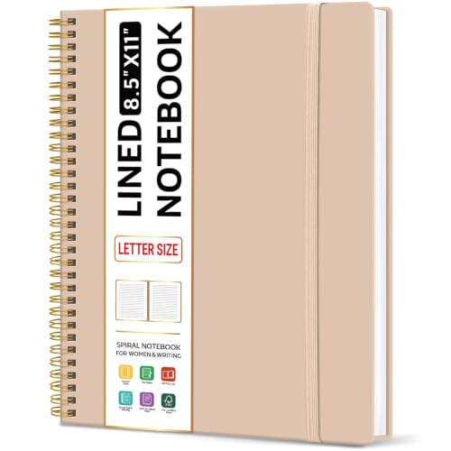 Taja Large Spiral Lined Notebook for Work, Journal for Women & Men