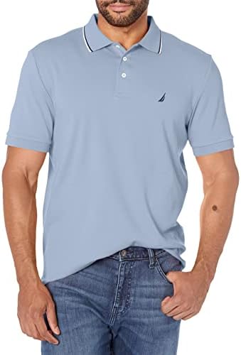 Nautica mens Classic Fit Short Sleeve Solid Tipped Collar Soft Polo Shirt Polo Shirt