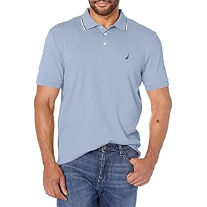 Nautica Men’s Classic Fit Short Sleeve Dual Tipped Collar Polo Shirt