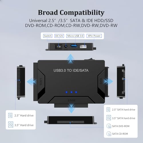 Adaptador Universal USB 3.0 y Type C a SATA IDE miniatura 3