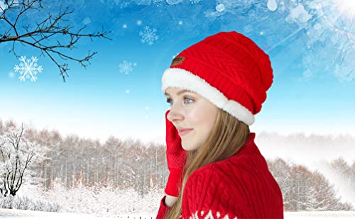 Hindawi Hat Gloves For Women Beanie Knit Warm Skull Cap Touch Screen Mittens #TOP5