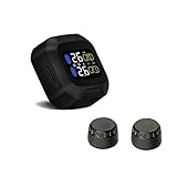 Onewell Tpms Motorcycle Digital Tire Pressure Monitoring System Wireless,Auto Tyre Alarm System Universial TPMS LCD Display with 2pcs External Sensors for Two-Wheeled Motorcycle