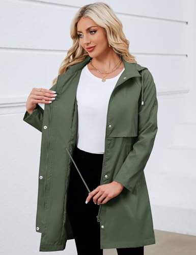 Bloggerlove Women'S Long Hooded Rain Jacket Outdoor Raincoat Windbreaker Trech Coat For Women thumb #3