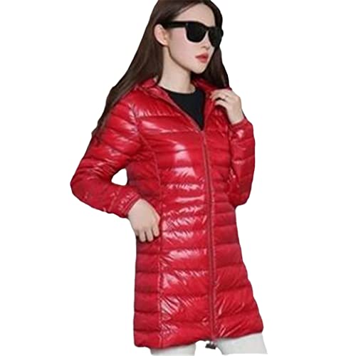 Manteau en duvet léger bordeaux pour femme | Parka sport de plein air grande taille S