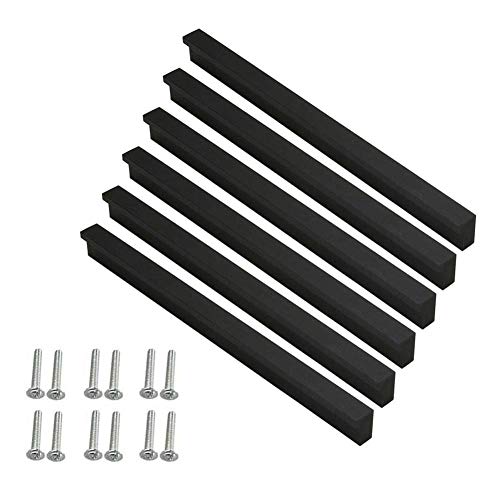 Tiradores para gabinete, manija negra para puerta de armario, hadware para armario, cajón, aparador, aleación de aluminio, Aleación de aluminio, negro, CC: 192mm/ Total Length 220mm