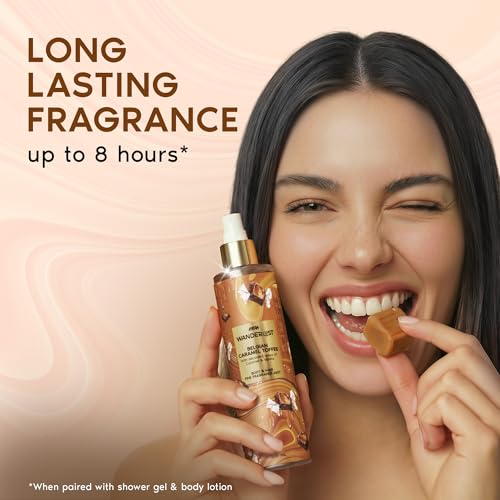 Image of Nykaa Wanderlust Belgian Caramel Toffee Body & Hair Fine Fragrance I Perfume Mist for Women - 200 ml I Caramel & Vanilla | Long-Lasting, Travel‐Friendly, Vegan,Paraben‐Free, IFRA Certified