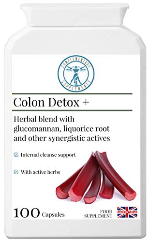 Complementary Supplements - Colon Detox + - Natural Laxative - Bowel Cleanse Formula & Colonic Hydrotherapy Support - with Aloe Vera, Barberry Bark, Glucomannan, Dandelion, Liquorice - 100 Capsules