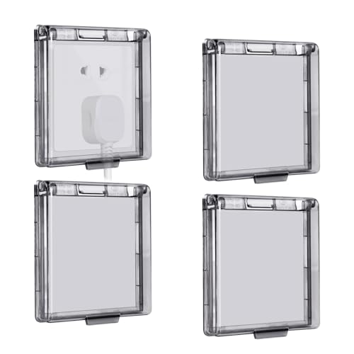 Hainue 4 Pièces Cache Interrupteur Murale Autocollant,Cache Prise Etanche Electrique Murale, Autocollant Prise Couvercle Interrupteur pour Salle de Bain, Chambres, Cuisine, Extérieur,