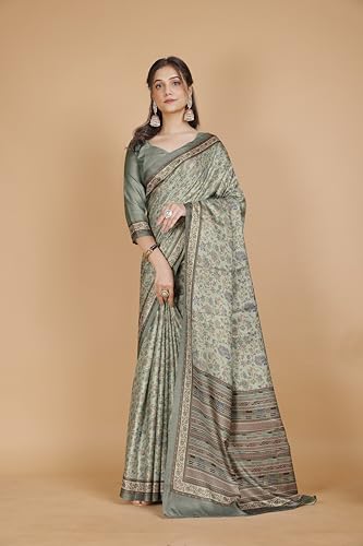 Image of Garden Vareli Pashmina Saree With Unstitched Blouse Piece