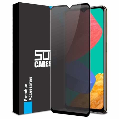 Image of SupCares Privacy Tempered Glass for Samsung Galaxy M33, Galaxy A23, F23, M13, A13 and F13 (6.6 Inch) With Installation Kit | Military-Grade Gorilla Screen Protector | Edge to Edge Coverage | Black