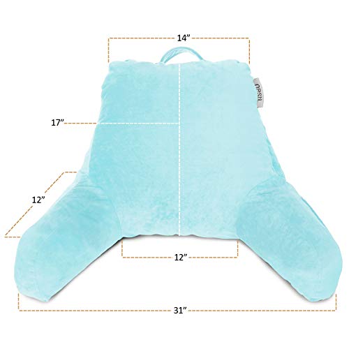 Image of Nestl Reading Pillow with Shredded Memory Foam, Designed for Sitting Up in Bed and Couch, Back and Arms Adjustable Support for Adult & Teens Backrest Pillows for Reading with Washable Cover Light Blue