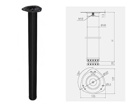 STOLMET 4X Tischbeine Höhenverstellbar Metall Schreibtischbeine 710 mm Schwarz