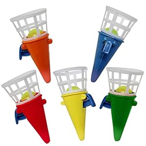 48 Stuks Mini Vangbekerspel/Vangbalspel/Schiet en Vangspel (7 cm) in 5 Verschillende Kleuren – Ideale Mini Cadeautjes, Traktaties – Inclusief Balletjes