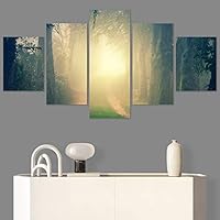 SIGNWIN 5 Panel Canvas Wall Art Setting in The Trees for Home Decorations Ready to Hang - 60