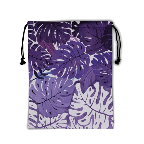 Image of Tropical Plant Drawstring Gym Bag Purple Adjustable Gymnastics String Bag for Gymnasts Grip