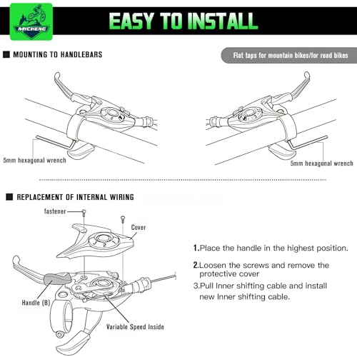 image for mycheng Bike Gear Shifter, 3x7 21 Speed Shifter Brake Lever Set for Mo