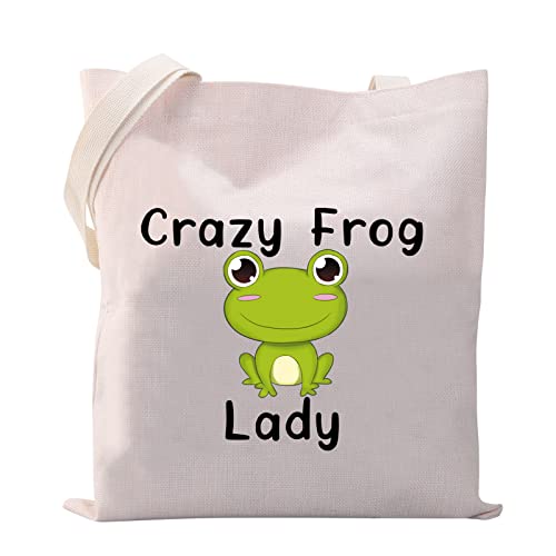MYSOMY Bolsa de mano de rana Crazy Frog Lady Bolsa de hombro para amantes de la rana, regalos divertidos para mujeres, bolsa de compras, Crazy Frog Lady Tb Cover