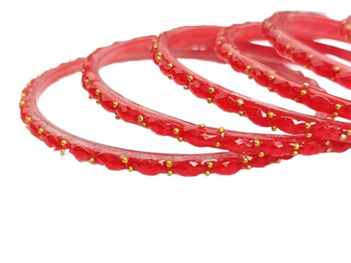 Image of JPS Plain and Glossy Finished Raindrop Glass Bangles Set for Women & Girls | Traditional Ethnic Chudi for Wedding, Party & Regular- Set of 12 Pcs of One Colour | Wedding Special