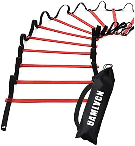 UAMLVCN Sport Agility Ladder Soccer Training with Equipment Bag Fitness or Speed Agility Training for Training Football Soccer Basketball Athletes and Teens or Kids (Red 7M)