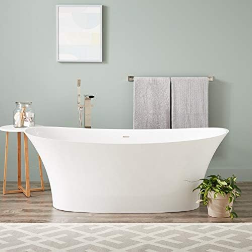 Signature Hardware 450090 Giosa 67" Solid Surface Soaking Freestanding Tub with Integrated Drain and Overflow
