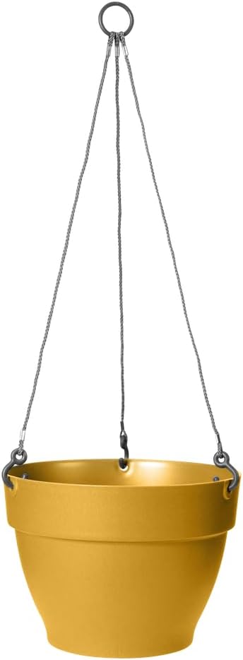 Elho Vibia Campana Hanging Basket 26 - Flower Pot for Outdoor - Ø 26.0 x H 18.4 cm - Yellow/Honey Yellow