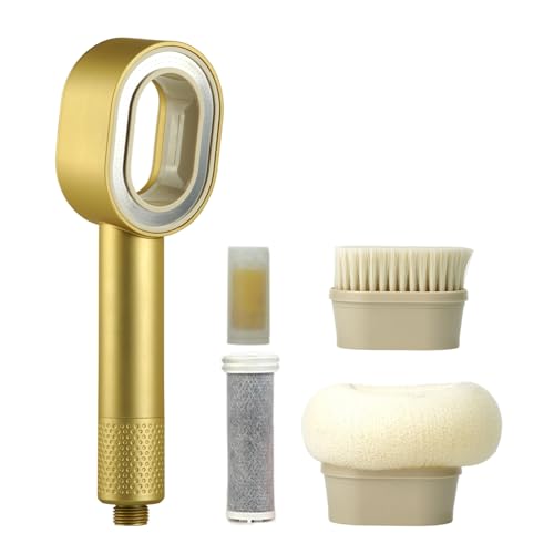 Filtersonic 3 In 1 Duschkopf Doodle Hochdruck Duschkopf mit Filter, Duschkopf Filter Gegen Kalk Duschkopf Druckerhöhend Filter Duschkopf Mit Schwamm für Entfernen Vom Harten Wasser Schwermetall (Gold)
