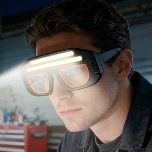 Faro LED duradero en gafas de seguridad ajustables para proyectos de carpintería 4