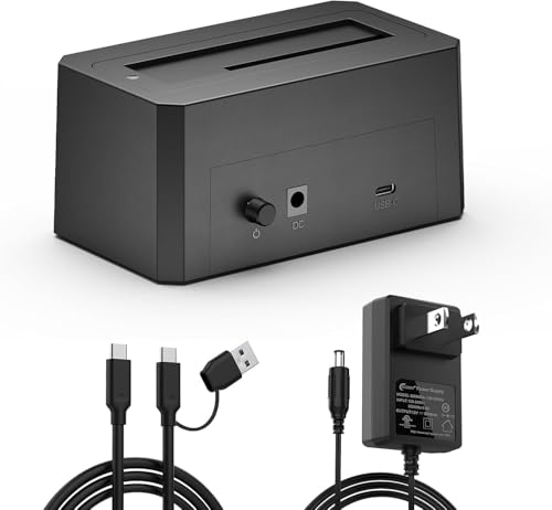 SAS/SATA to USB 3.0 Adapter, 2.5/3.5 inch External SAS Enclosure USB-A/C Cable, Tool-Free SAS to sata Adapter, HDD SSD Enclosure with 12V/2A Power Adapter, Support up to 18TB