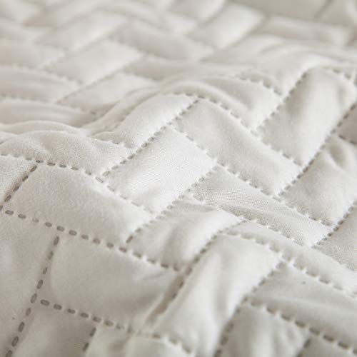 Merry Home Queen Size Quilt, 3-Piece Solid Quilts For All Season, Soft White Quilt Queen Bedding Cover Bedspread Set #TOP3