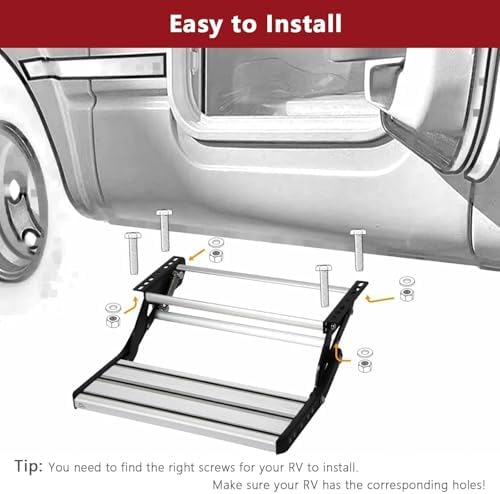 LED RV Step - Foldable Aluminum Alloy Steps for Trailers, Non-Slip Design, Heavy-Duty Steel Plate, Ideal for Campers & RVs - 1-Step Portable Access Solution