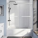 Trumbeak 56-60x60 Inch Semi-Frameless Double Sliding Shower Door with Anti-Rust SGCC Steel Frame,1/4 Inch...