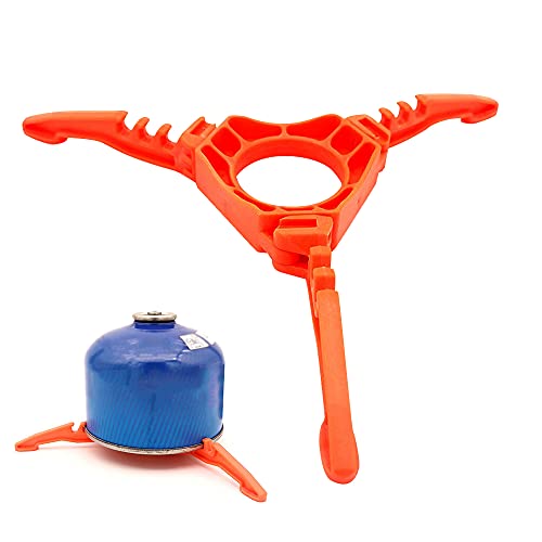 STCRERAG Support de Réservoir de Gaz en ABS Antidérapant Réchaud à Gaz Stand Pliable Cartouche Canister Support Trépied Multi-usages Portable pour Camping Randonnée Pique-nique Cuisson - Orange