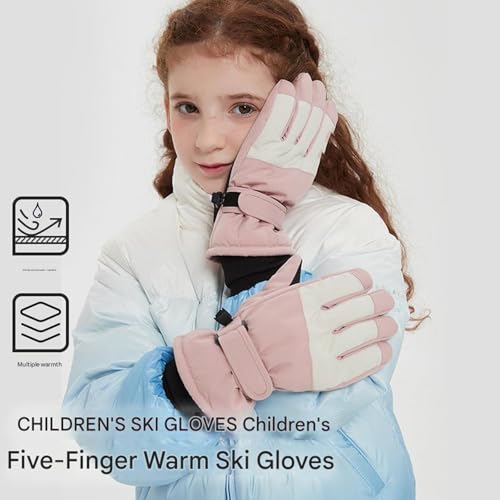 Guantes de esquí para niños y adolescentes impermeables con diseño simple 3