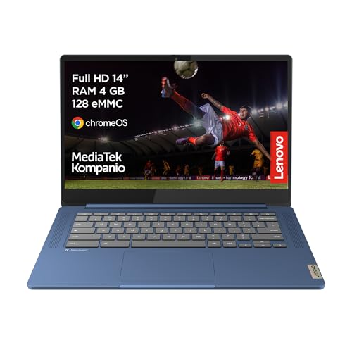 Lenovo IdeaPad Slim 3 Chromebook 14M868 – 14-Inch FHD Laptop (MediaTek Kompanio 520, 4GB RAM, 128GB SSD, Chrome OS) with English (UK) Keyboard – Abyss Blue