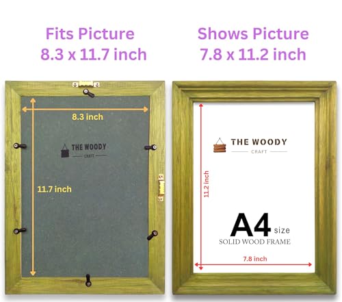 Image of A4 size Photo Frame with acrylic | Wall Photo Frames | Small Photo Frame mini | Brown Wood Frames for Wall | Classic Wall & Office Decor (A4, 8.3x11.7 inch, Brown)