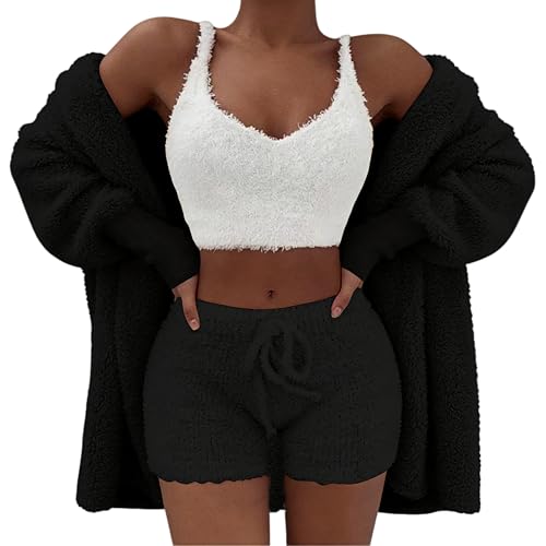 Tenue deux pièces noire en polaire femme loungewear oversize ample