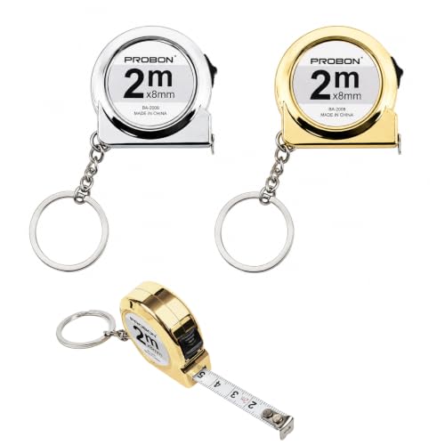 2 Unidades Mini Cinta Métrica de 2 m con Llavero, Flexómetro Retráctil Portátil de Acero con Escala Clara, Metro Compacto para Hogar, Oficina, Escuela y Bricolaje