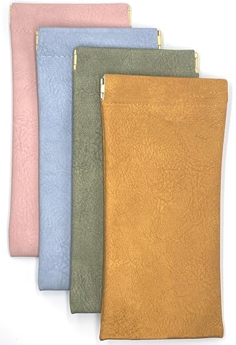 ZMQPAKL Estojo para óculos, estojo de óculos de sol, estojo portátil de couro macio para viagem, Quatro cores, P