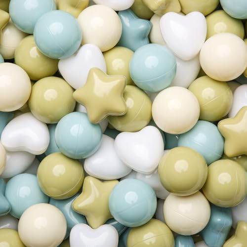 Image of GOGOSO Ball Pit Balls,Plastics Balls for Ball Pit, Stars Hearts Shape for PastelBall for Toddlers Kids