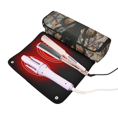 Bolsa de viaje para herramientas de cabello con tapete resistente al calor removible, organizador impermeable para planchas, rizadores, secadores y otros accesorios miniatura 2
