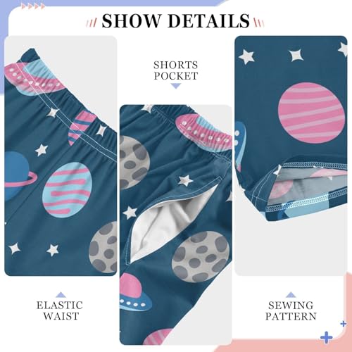 Boys' Pants Space Rockets Planets Star Blue Long Bottoms Jogger Pants Elastic Waist Trousers with Pockets S-XL4