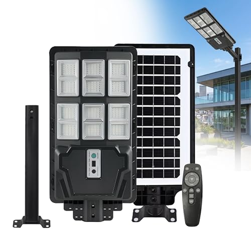 Image of Homehop Solar Light Outdoor Home Garden 130W Street Motion Sensor Wall Lamp | Solar Street Light Outdoor Waterproof Wireless LED Security for Road, Patio and Pathway with Pole (Cool White,10000mAh, ABS)