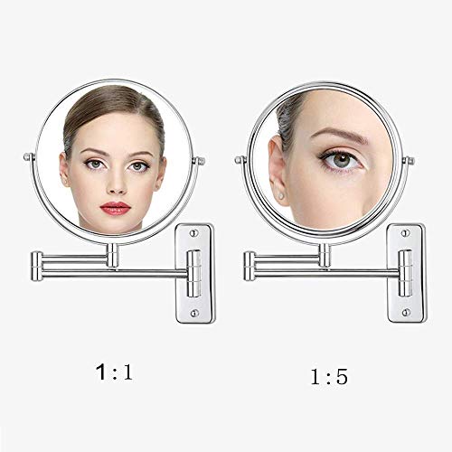 Miroir argenté double face de 8 pouces avec fixation murale élégante