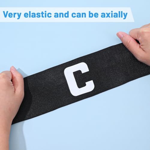 Molain 6 Pack Adjustable Captain Arm Bands, 7x33 CM/2.75x13 in Black Soccer Captain Armband Adjustable Leader Armband Soccer Football Rugby Basketball Leader Armbands for Adult Youth Teams(Black)