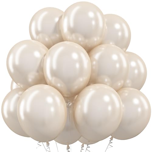 Image of Togvu Pearl White Sand Balloons, 50Pack 12 Inch Pearl Cream Beige Latex Party Balloons for Wedding Baby Bridal Shower Engagement Proposal Birthday Party Decorations