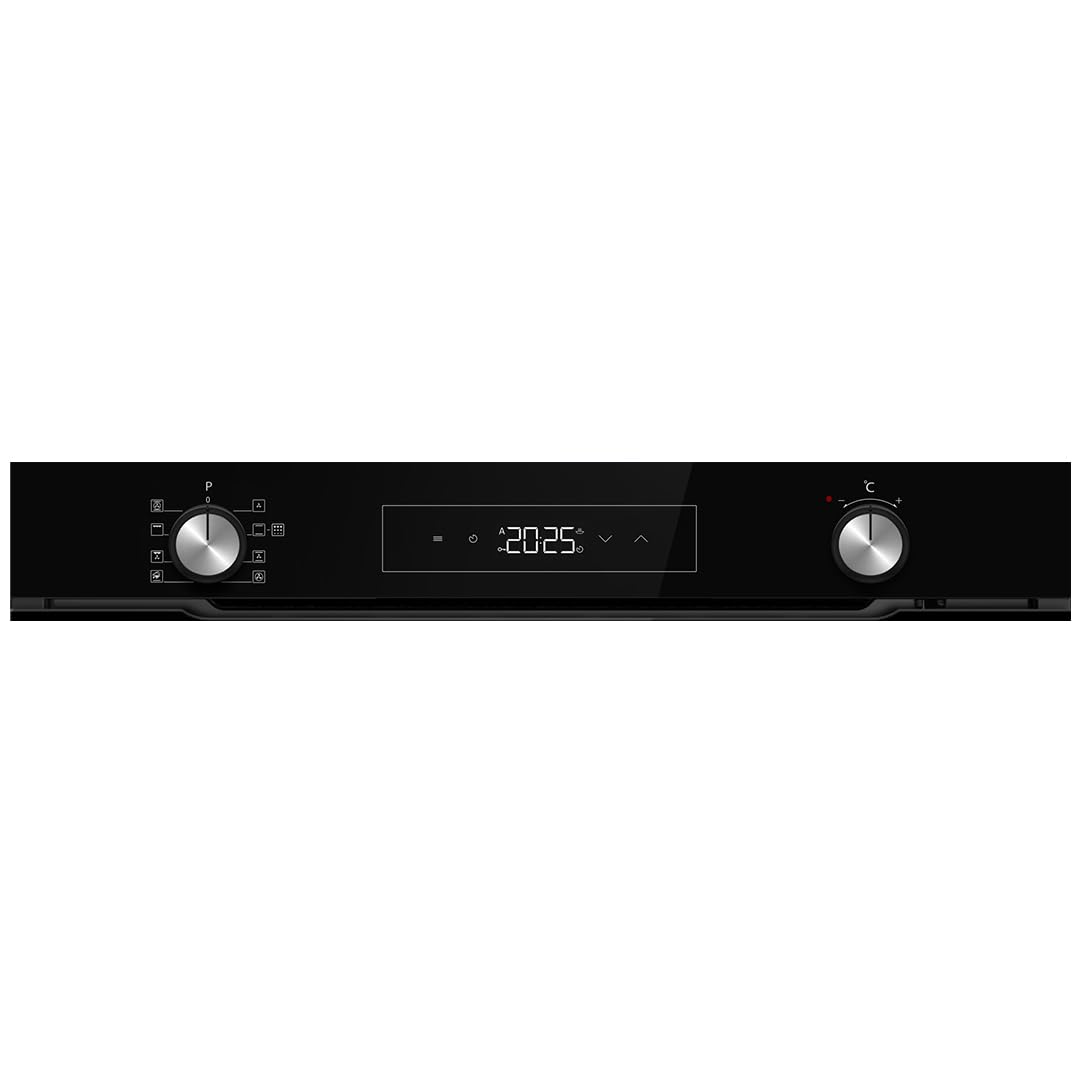 Hyundai Horno Multifunción Pirolítico Cristal negro HHMP15800DN. Capacidad 80 Litros, 2500 W, 9 Programas, Interior Esmaltado, Fácil Limpieza, Display LED Manual, Eficiencia Energética Clase A