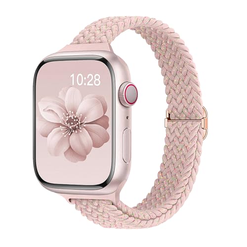 Image of Slim Braided Bands for Apple Watch Band 40mm 41mm 42mm 38mm 46mm 44mm 45mm 49mm Women,Stretchy Solo Loop Nylon Elastic Thin Narrow Skinny Strap for iWatch Ultra 3 SE 3 Series 11 10 9 8 7 6 5 4 3 2 1