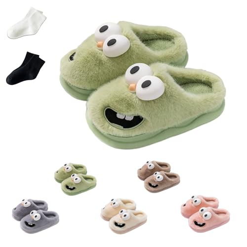 Soulmate Kissing Slippers for Women Men, Tongue Out 3D Big Eye Dog Slides, Non-Slip, Breathable, Anti-collision Toe Cap